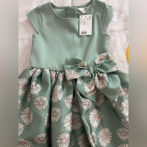 H&M Mint Green Floral Kids Dress - Picture 4 of 6